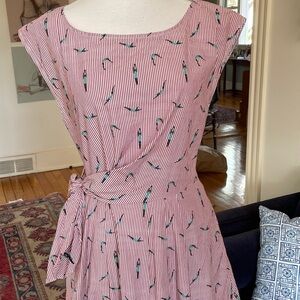 Anthropologie Maeve Stripe Sleeveless Fit & Flare Side Wrap Dress, Size 8 US